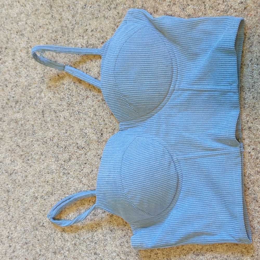 Medium Blue Cropped Padded Top